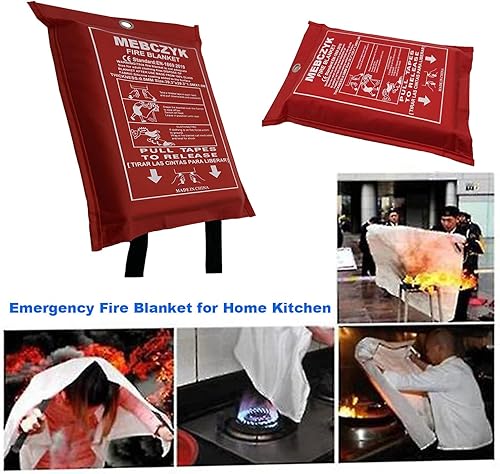 Miniatura 6 de Manta de emergencia para cocina con revestimiento de silicona. Manta ignífuga para el hogar para cocina, campamento, oficina, barbacoa, soldadura y