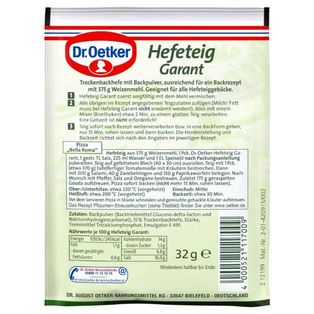 Dr Oetker Hefeteig Garant 32 G Amazon De Lebensmittel Getranke 