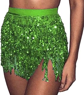Falda con borlas de Lentejuelas para Danza del Vientre, Bufanda de Cadera, Disfraz de Rave, Falda con Flecos para Mujeres y niñas