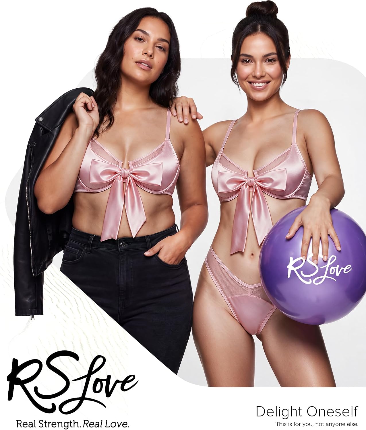 RSLOVE Women's Lingerie Set - Front Clasp Underwire Bow Bra and Panty Set