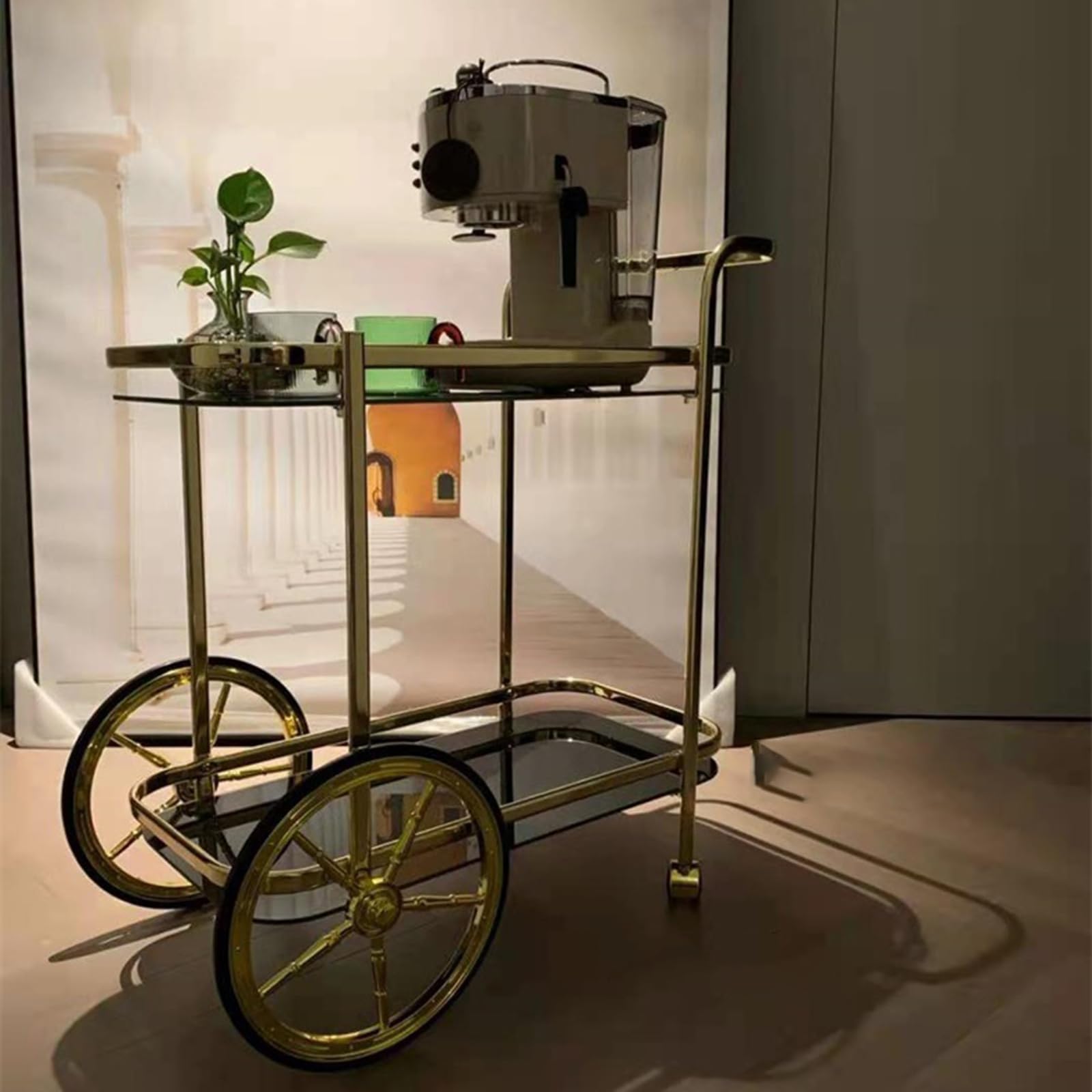 Nordic den Trolley - Carrello per vino e tè, carrello da pranzo in ferro battuto per casa e ristoranti, tavolo da esposizione per torte Ele, Slish e versatile