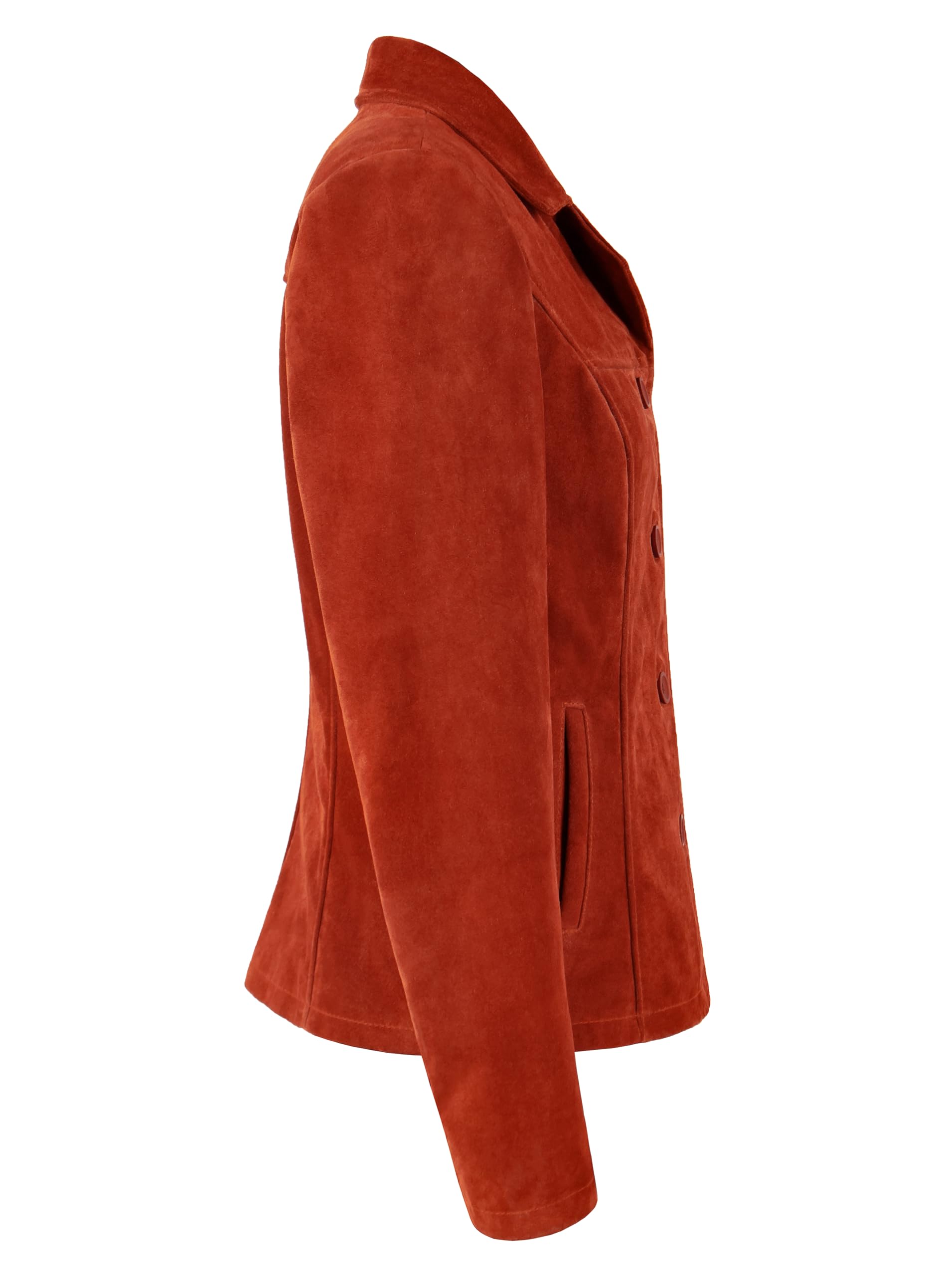 Giacca da donna in vera pelle scamosciata con bottoni a scatola, modello blazer classico Jennifer 8728