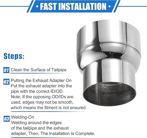 Miniatura 7 de Adaptador de tubo de escape, reductor de conector de 3 pulgadas de diámetro interior - 4 pulgadas de diámetro exterior universal para camioneta de