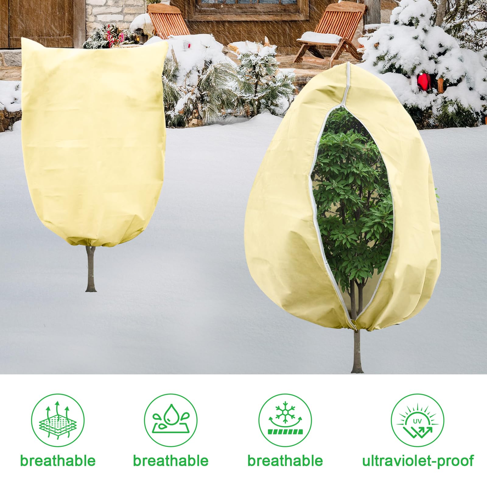 Set Di 3 Coperture Invernali Per Piante – 80x120 Cm E 120x180 Cm – Antigelo Riutilizzabile Con Cerniera E Cordoncino - 2