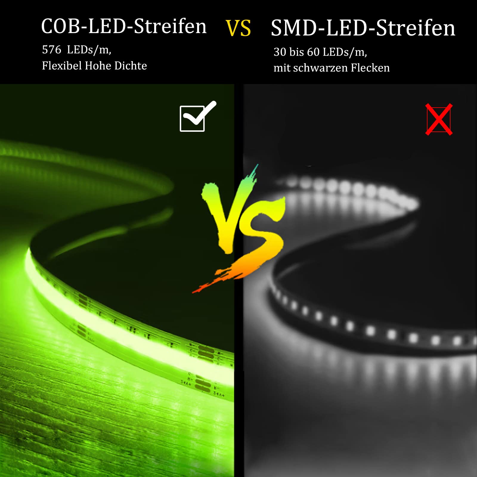 Striscia luminosa LED RGB 12 V WiFi Alexa 5 m, striscia RGB dimmerabile COB striscia luminosa LED 576 LED/M, controllo app, compatibile con Alexa Google Home
