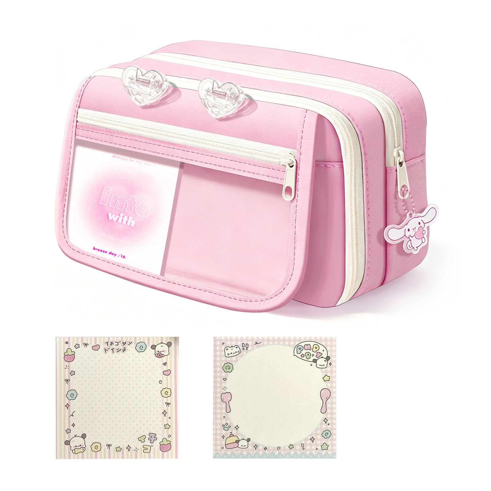 3Pcs Cute Pencil Case, Large Pencil Case Big Capacity with 9 Compartments