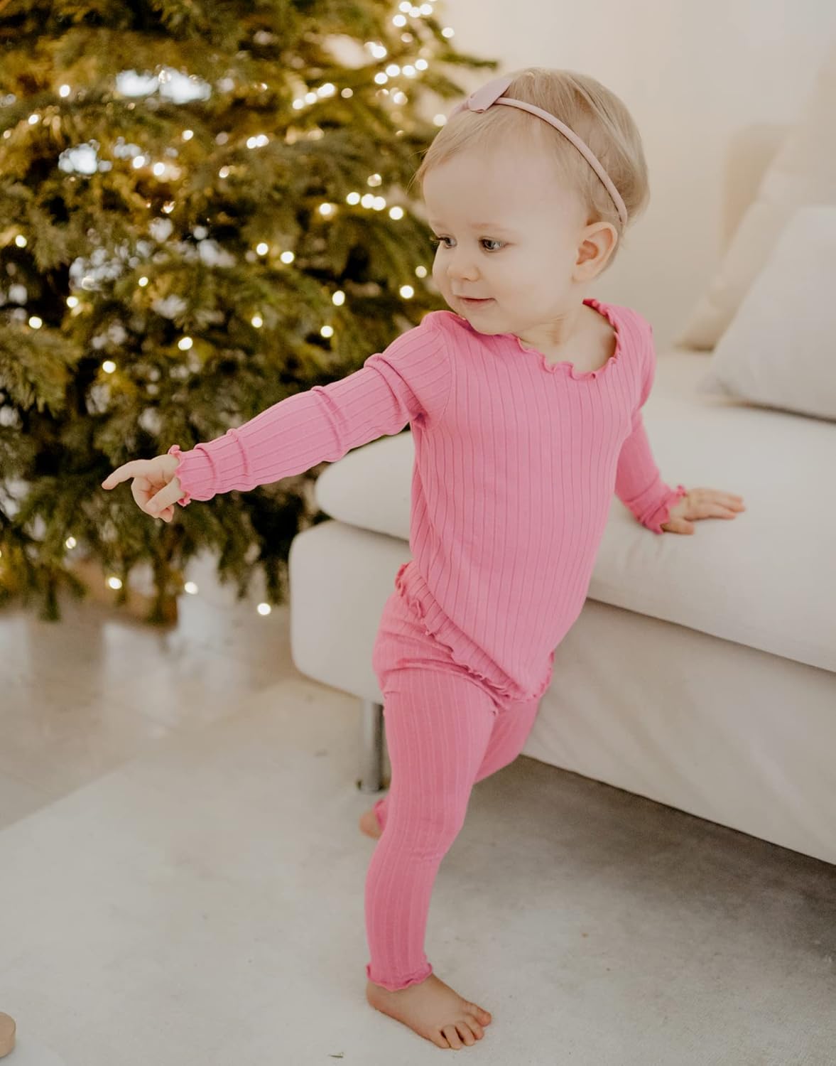 VAENAIT BABY 6M-12Y Infant Kids Toddler Junior Girls Soft Comfy Modal Tencel Shirring Sleepwear Pajamas 2pcs Set - Image 3