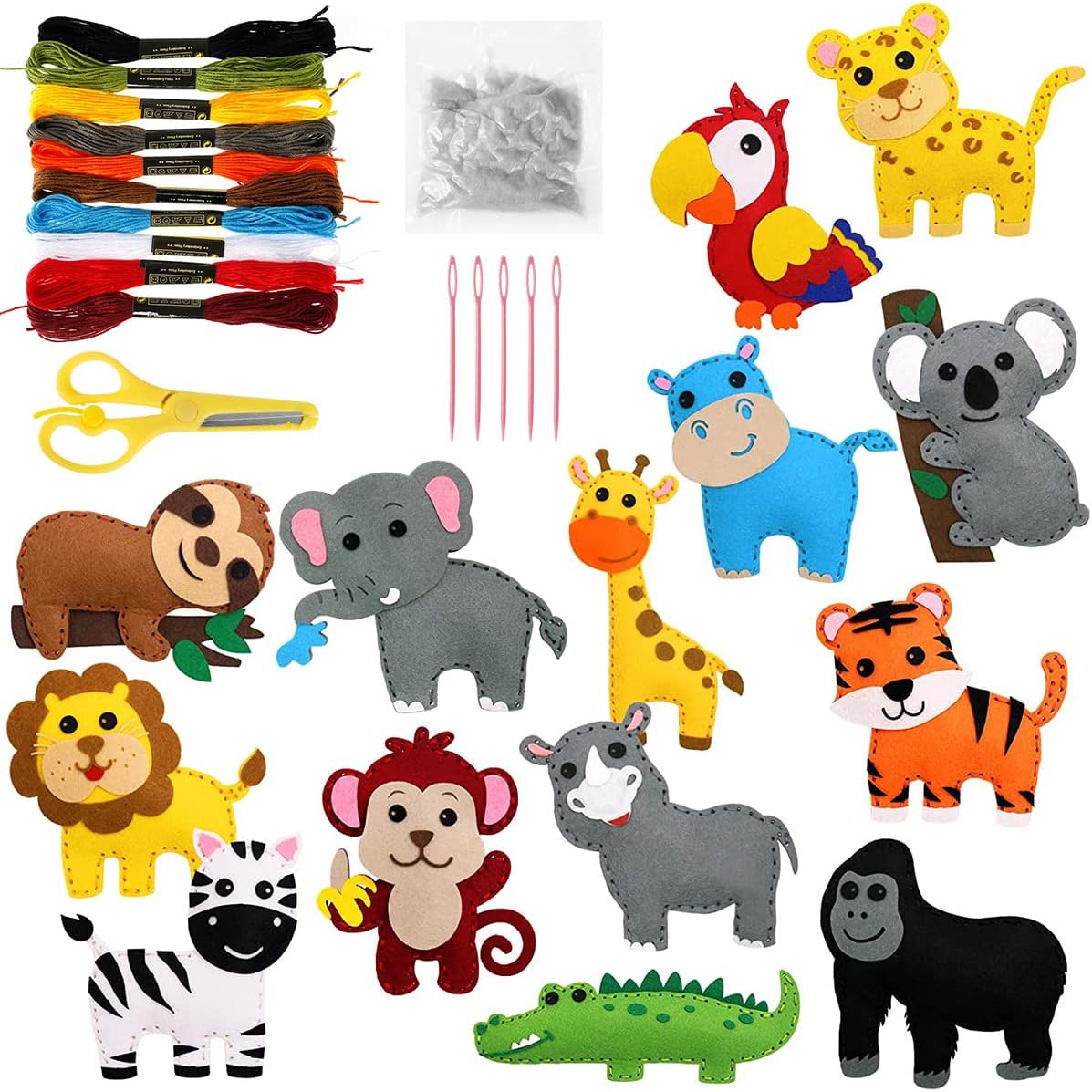JetcloudFelt Sewing Craft Kit, Animal Sewing Craft Kit for Kids DIY Sewing Felt Animals Fun Crafts Educational Sewing Kit for Beginner Children Kids Boys and Girls