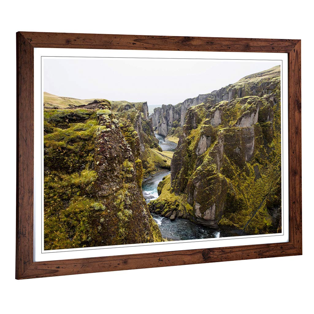 Big Box Art Framed Print of Landscape Moss on The Mountains Design | Wall Art Picture | Home Decor for Kitchen, Living Room, Bedroom, Hallway, Walnut, A2 / 24.5x18 Inch / 62x45cm