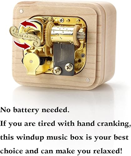 Miniatura 2 de SOFTALK Caja de música de madera con sonido de 18 notas, cajas musicales enrolladas, regalos para Navidad, cumpleaños, día de San Valentín (madera