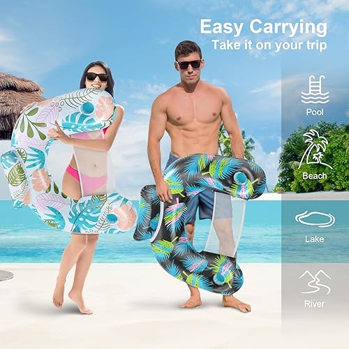 Miniatura 2 de ANNIL3 Pack Adult Inflatable Pool Floats Chair, Water Leisure Inflatable Floating Chair,Drink Holder, Ergonomic Headrest,Pool Floaties for Adults