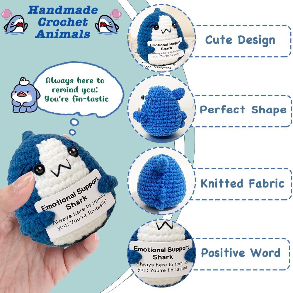 Emotional Support Crochet Animals, Positive Crochet Animals Bulk, Mini Crochet Stuffed Animal, Crocheted Plushies for Friend Coworker Employee Motivational Inspirational Gift, Positive Bunny Cat Duck - Image 4
