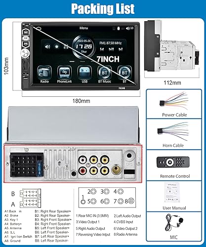 Miniatura 7 de Hodozzy Estéreo de coche de un solo DIN pantalla táctil de 7 pulgadas con Carplay Android Auto Bluetooth 5.1 Radio de coche 1 DIN Soporte Espejo