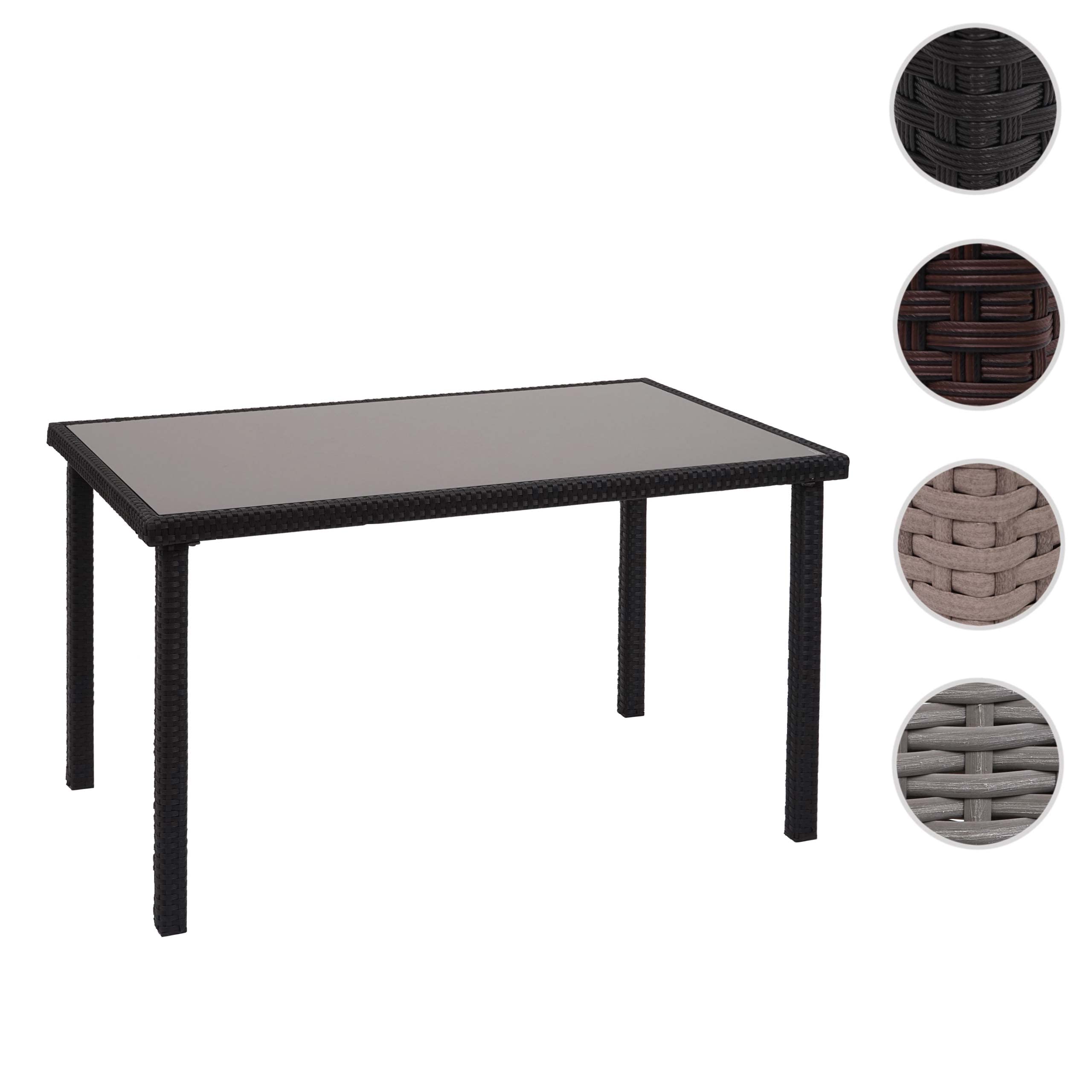 Poly-Rattan Tisch HWC-G19AM, Gartentisch Balkontisch, 120x75cm - schwarz