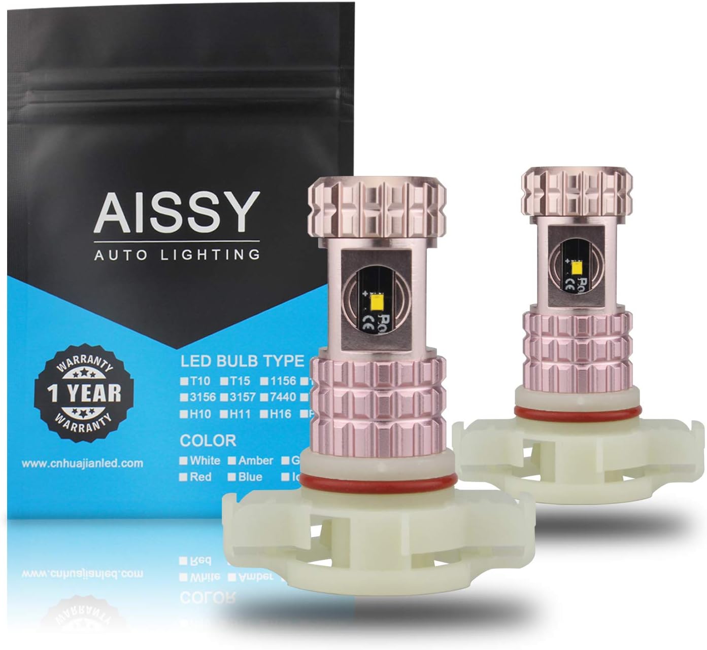 Aissy H16 5202 Led Fog Light Blub for Cars Vehicle Golden Yellow 3000LM White 6000K Ice Blue DRL replacement