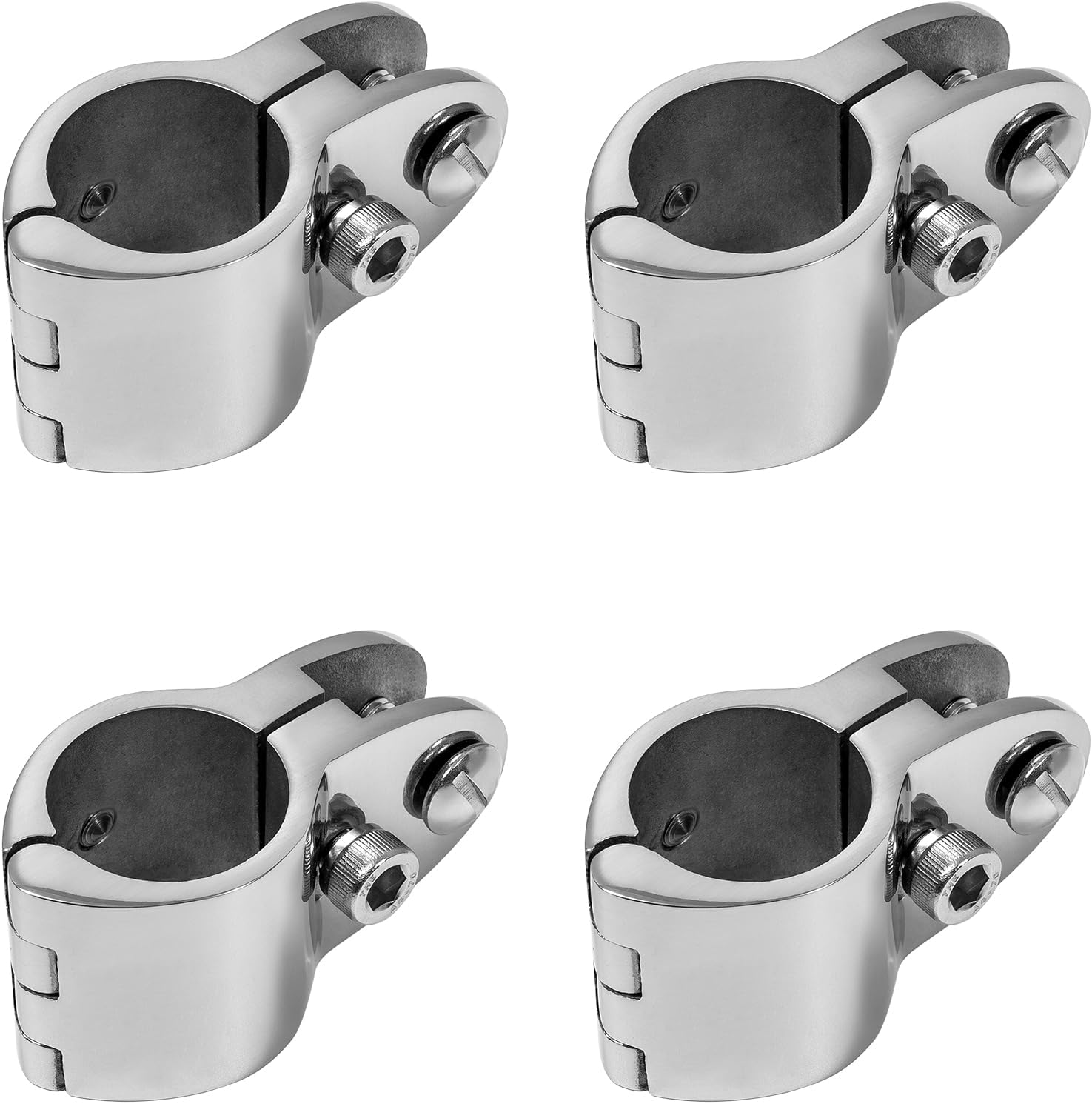 4-Piece Bimini Top Deck Hinge, Stainless Steel Bimini Top Hinge Rail Mount 1-Inch, Adjustable Hinges for Boat Bimini Top Mounting Hardware, Kayak