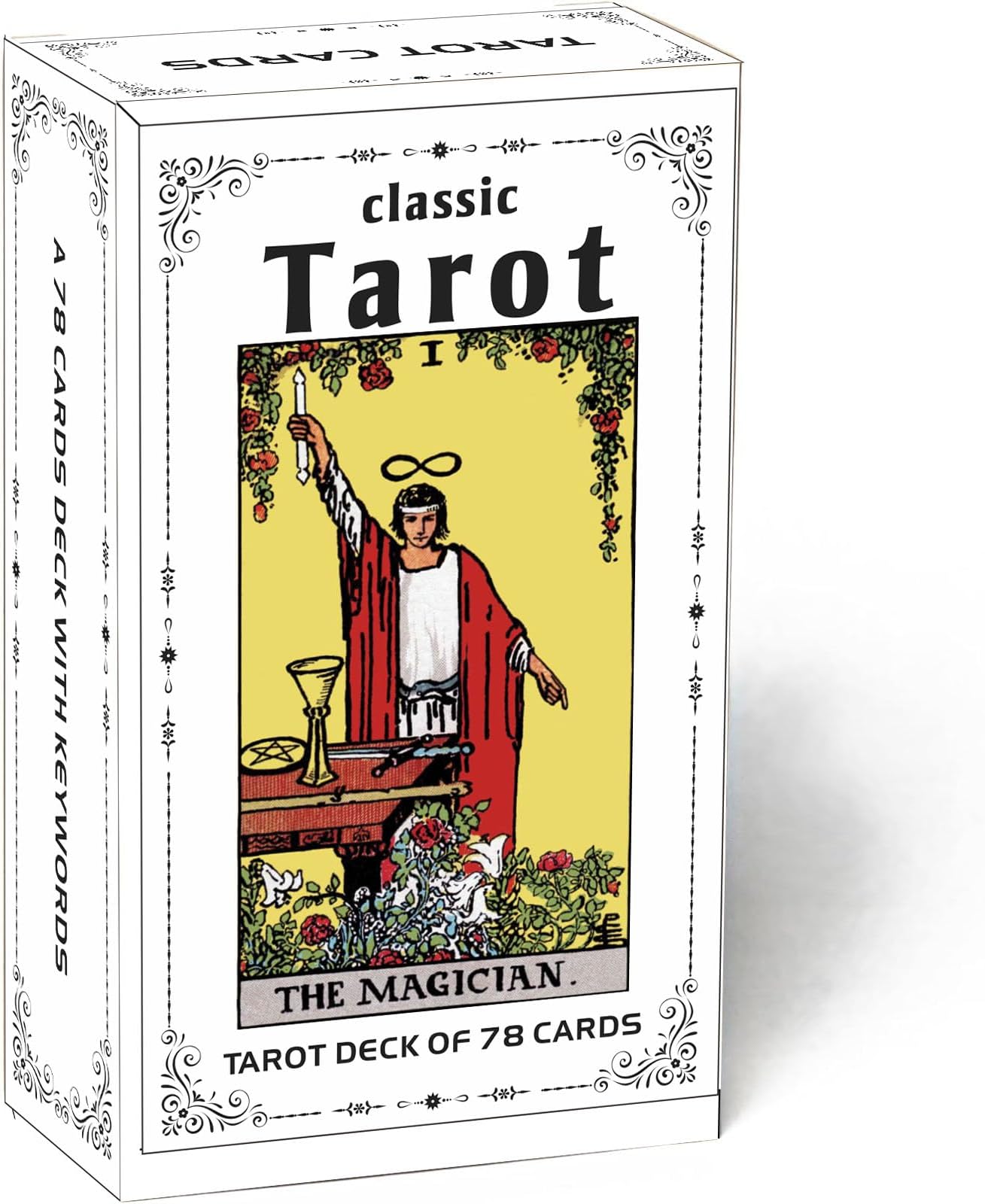 Classic Tarot Cards for Beginners - 78 Card Set, Learning Tarot Deck with Meanings, No Guide Book Needed, Fortune Telling Game (Black)