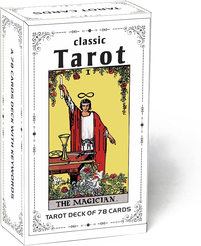 Classic Tarot Cards for Beginners - 78 Card Set, Learning Tarot Deck with Meanings, No Guide Book Needed, Fortune Telling Game (Black)