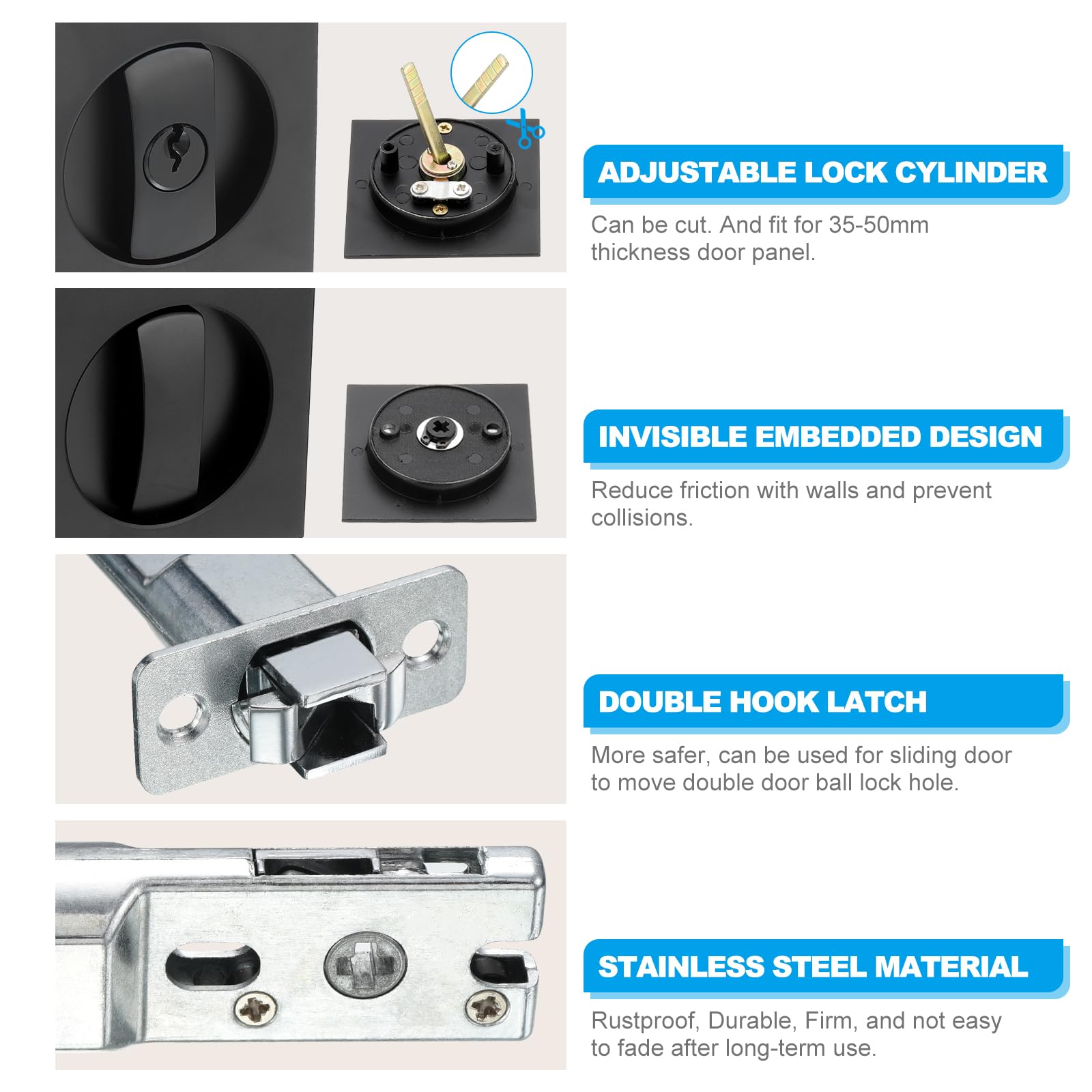 PATIKIL Recessed Door Lock with Keys - Image 4