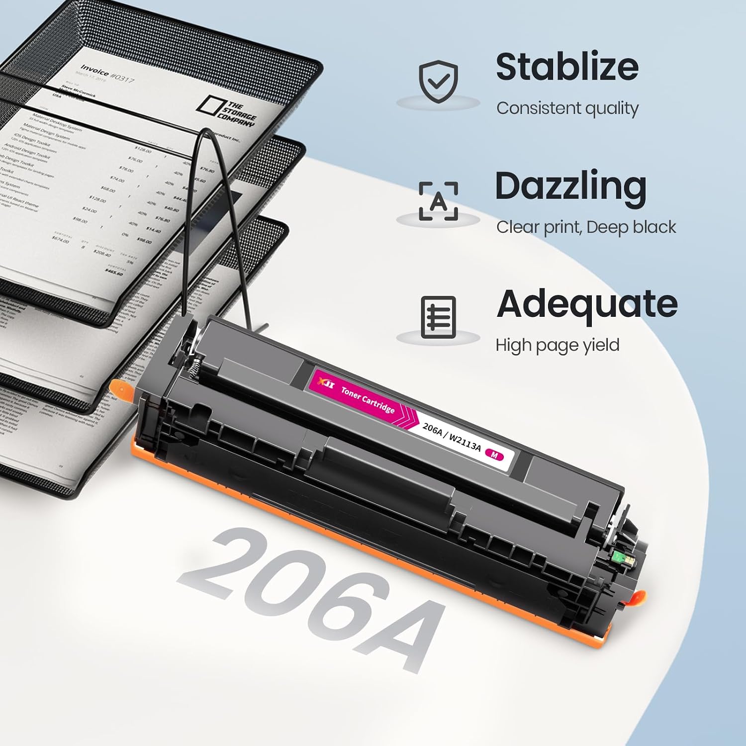 XJI 206A Magenta W2113A (with Latest Chip & Upgrade Device) Compatible Toner Cartridge Replacement for HP 206 A X 206X Ink, for Laser Jet Pro MFP M255 M255dw M255nw M282nw M283 M283cdw M283fdw Printer