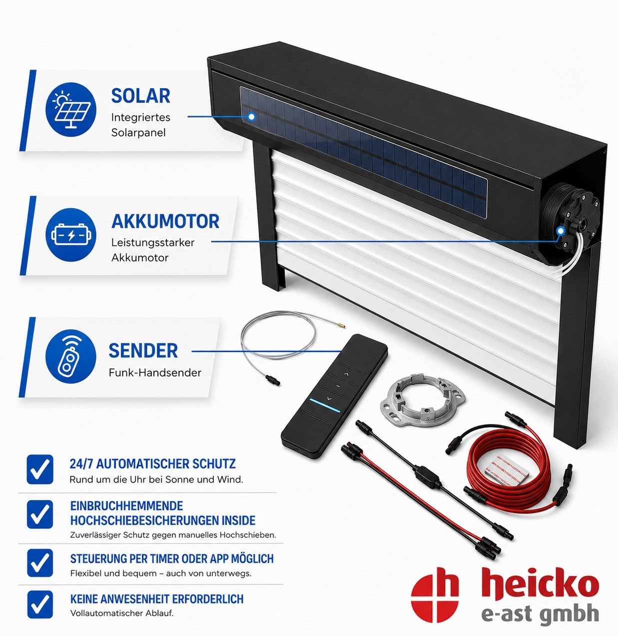 Volet roulant solaire avec fonction de charge hybride avec panneau solaire (1 pièce)