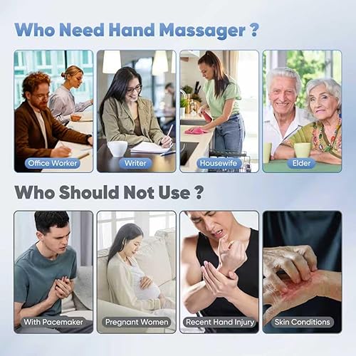 Miniatura 9 de Masajeador de manos con 9 modos y 4 opciones de calefacción para terapia de calor y frío, masajeador de manos y muñecas para artritis y alivio del