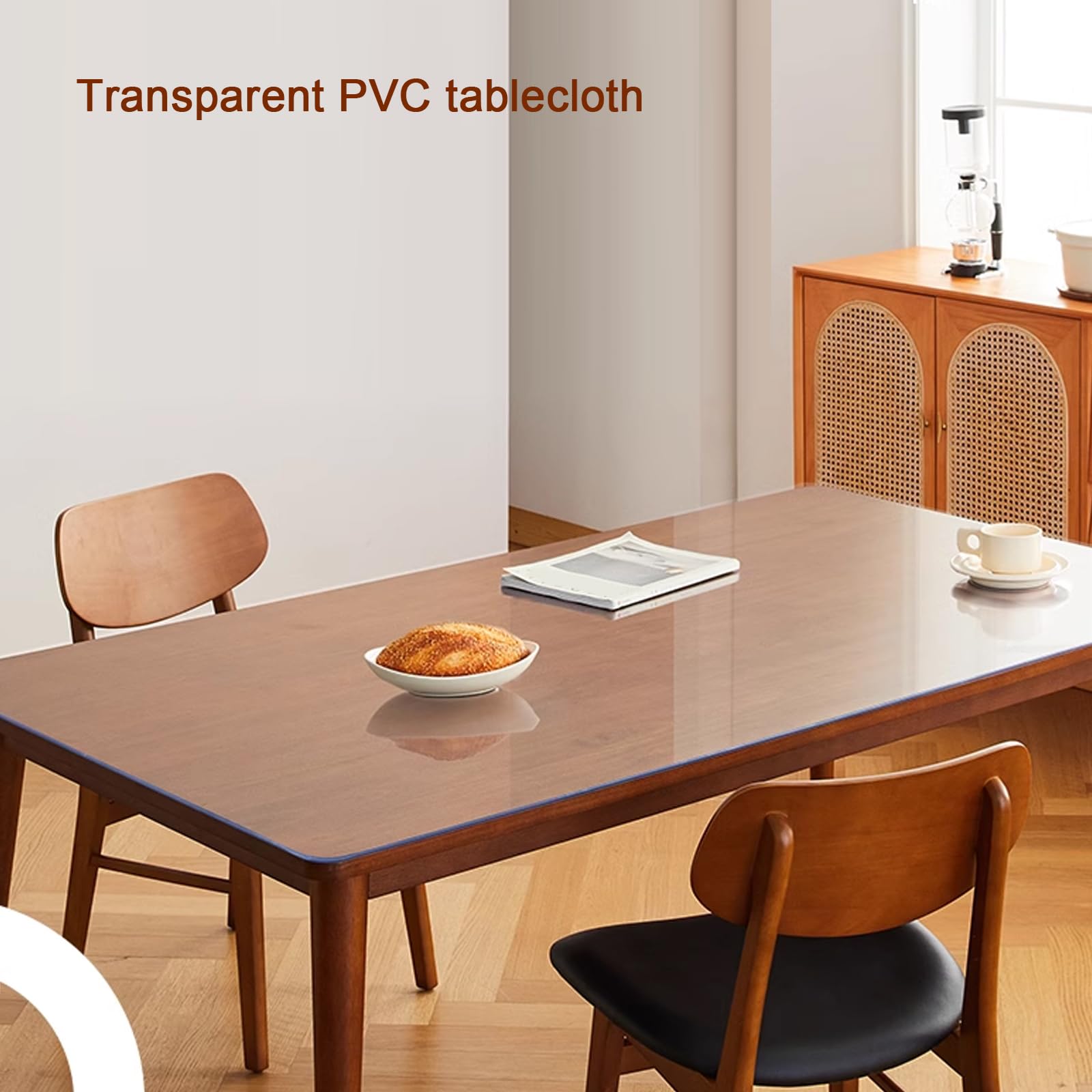 Protector de Mesa Rectangular Resistente al Agua Que No Encoge,Mantel Transparente Bisel de 65°,Mantel de PVC de Vidrio Suave de 3mm,Protector de Mantel de Mesa de Comedor (130x130cm/51x51in)