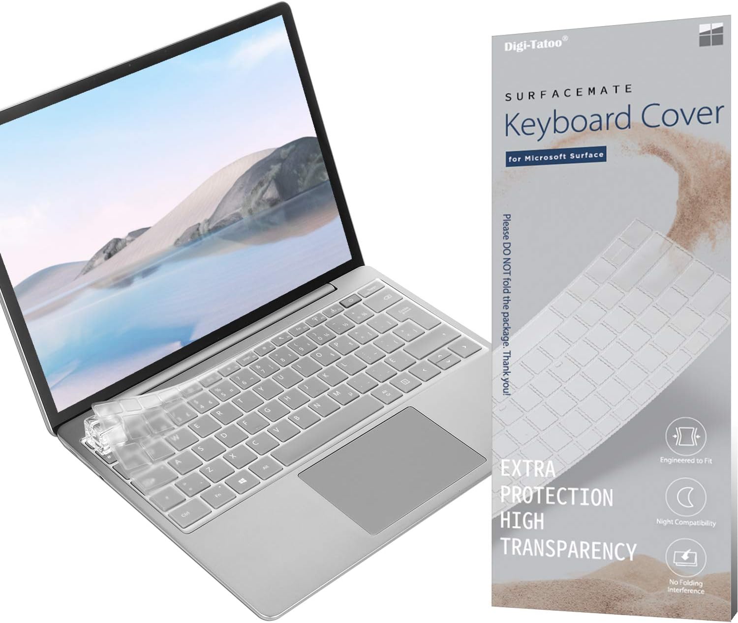 Ultra Thin Keyboard Cover for Microsoft Surface Laptop Go/Laptop Go2 with Fingerprint Power Button (8GB RAM Memory ONLY) 12.4'', Premium High Transparency Keyboard Skin Protector