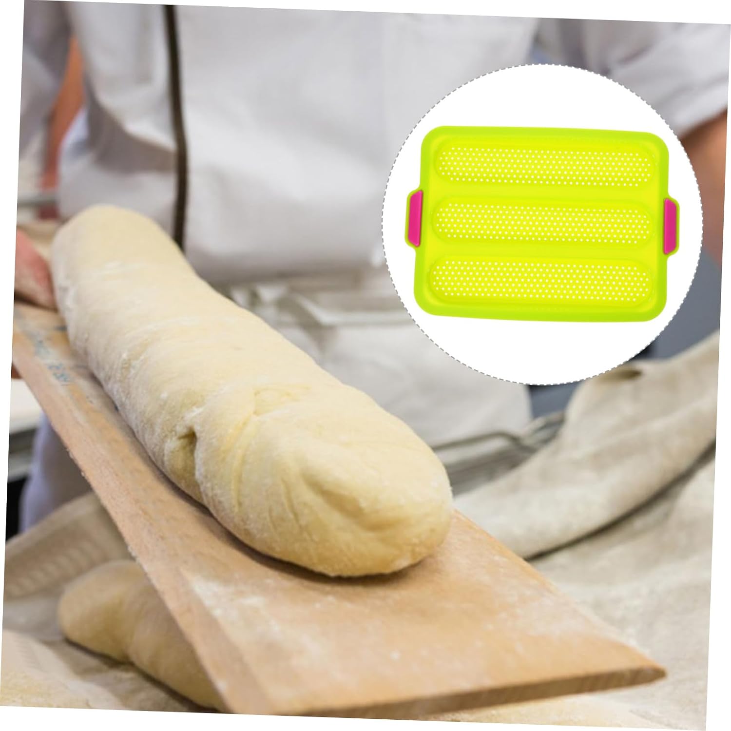 VOSAREA Silicone Baguette Baking Mold Non-Stick 3-Slot Bread Pan for Home Kitchen Food-Grade Silicone Baking Tool for Artisan Bread