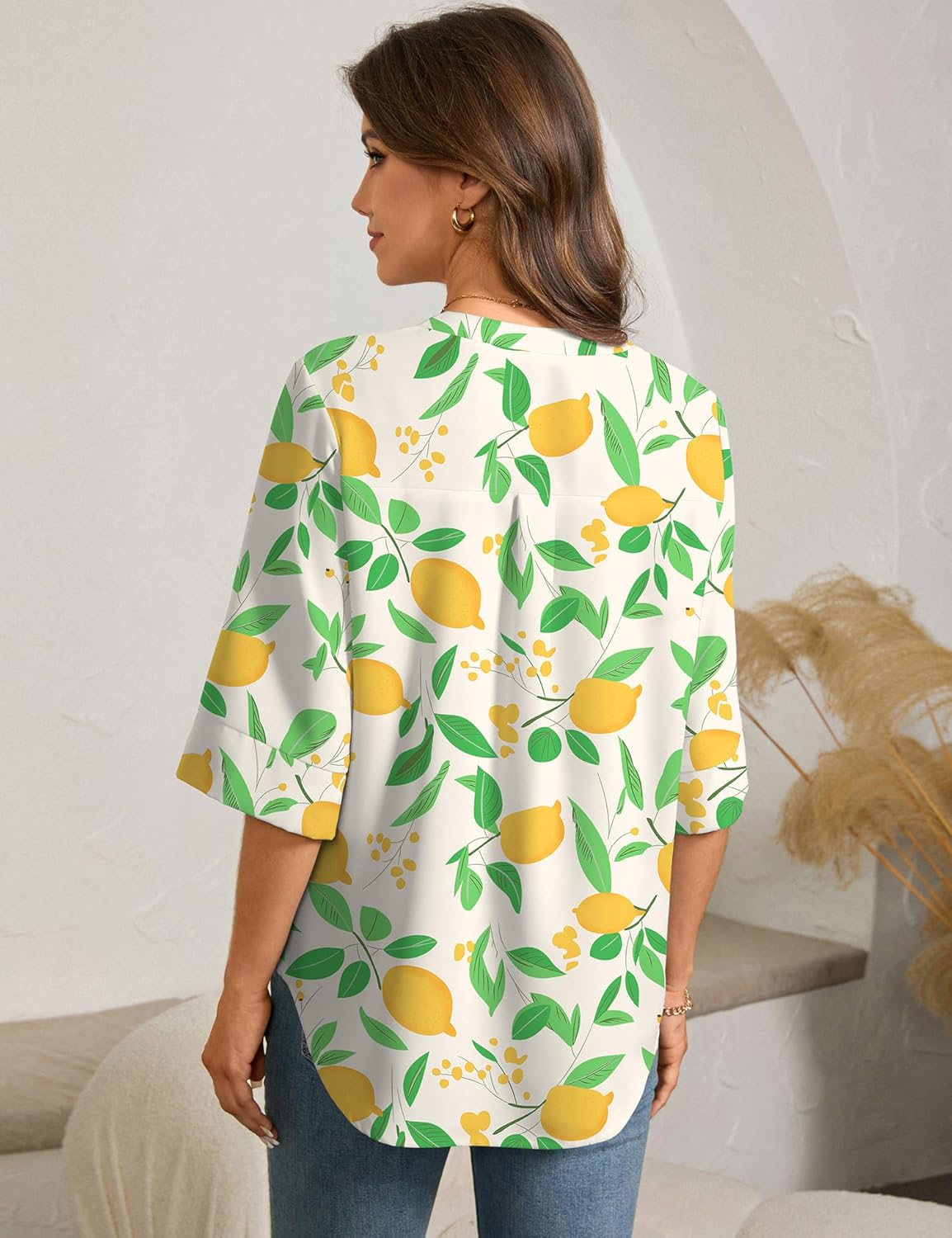 LOMON Women's Dressy 3/4 Length Sleeve Tops Business Casual Blouses Summer Tees Shirts - Image 5