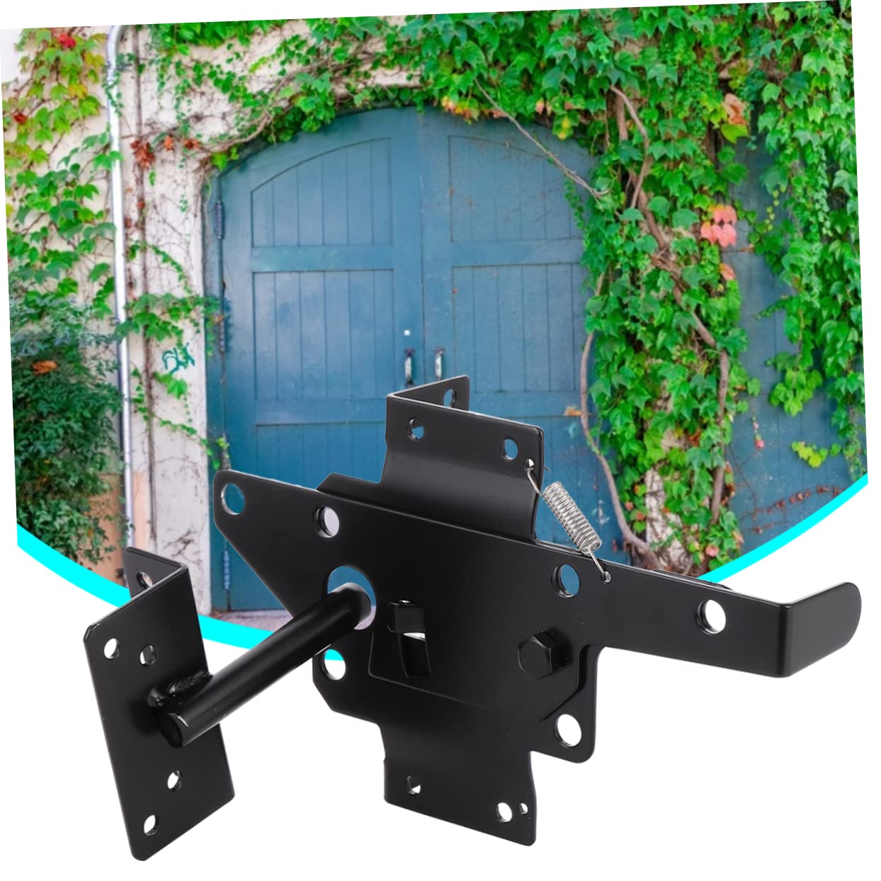 DOITOOL Loquet et Accessoires Complets Autobloquant en Acier Inoxydable Noir avec Verrouillage Automatique pour Sécurité Renforcée pour Porte et Portail