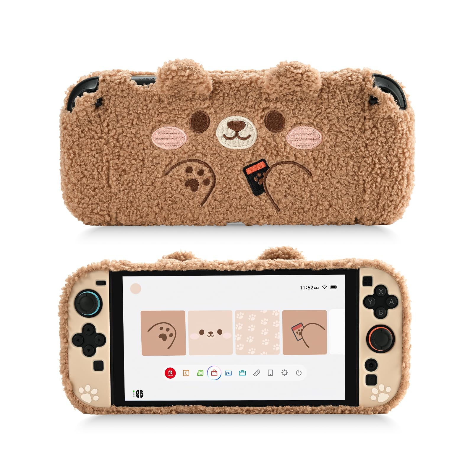 GeekShare Plush Case Compatible with Switch 2 (2025), NS2 Protective Cover for Switch Console and Grip Joy Controller, Plush Bear