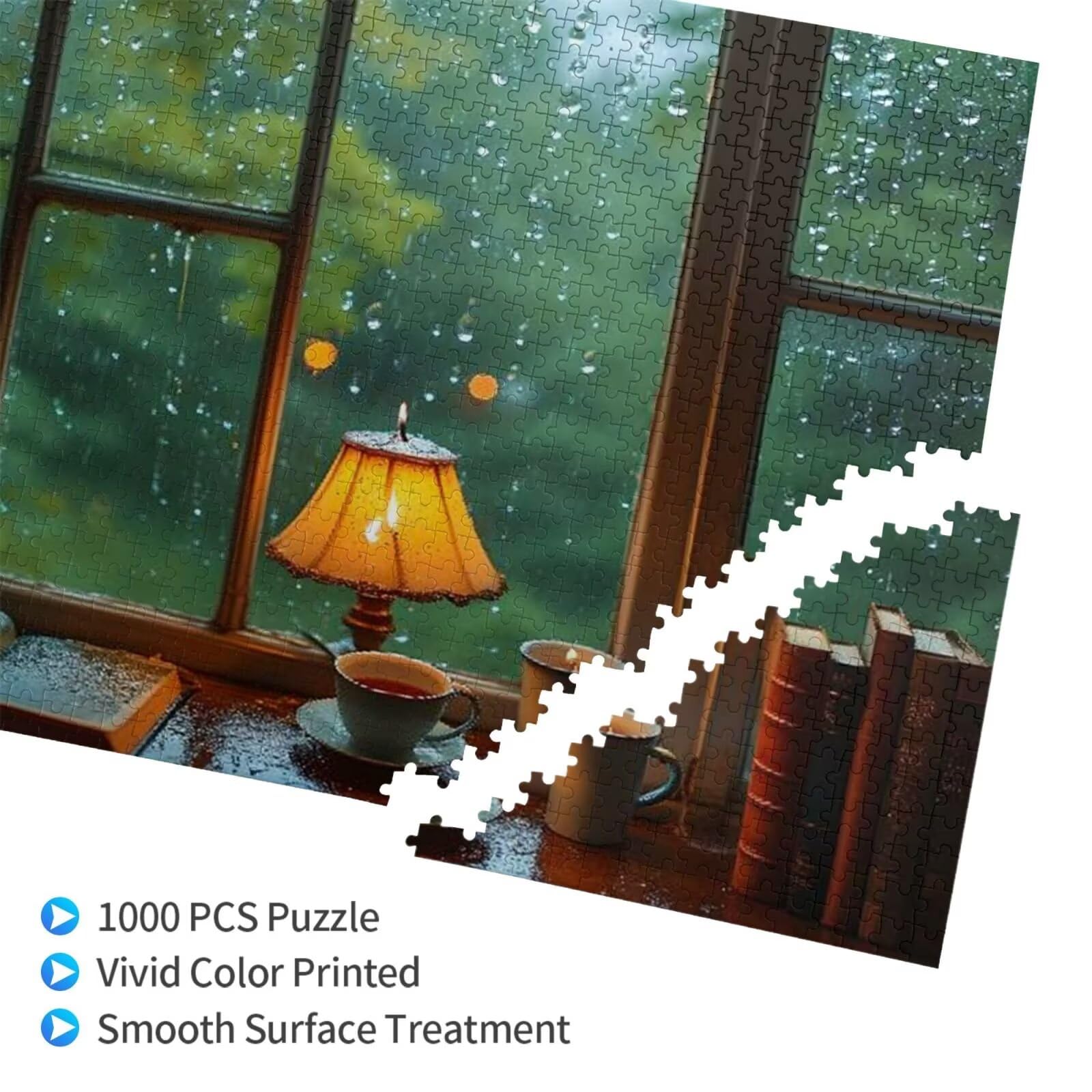 Puzzles Paisaje 1000 Adultos, Puzzle Ventana con Cajas y Cartel, Juego Clásico de Puzzle Arte para Entretenimiento Adultos, Regalos de Decoración del Hogar para Pasatiempos Creativos de Mujeres 2T-488