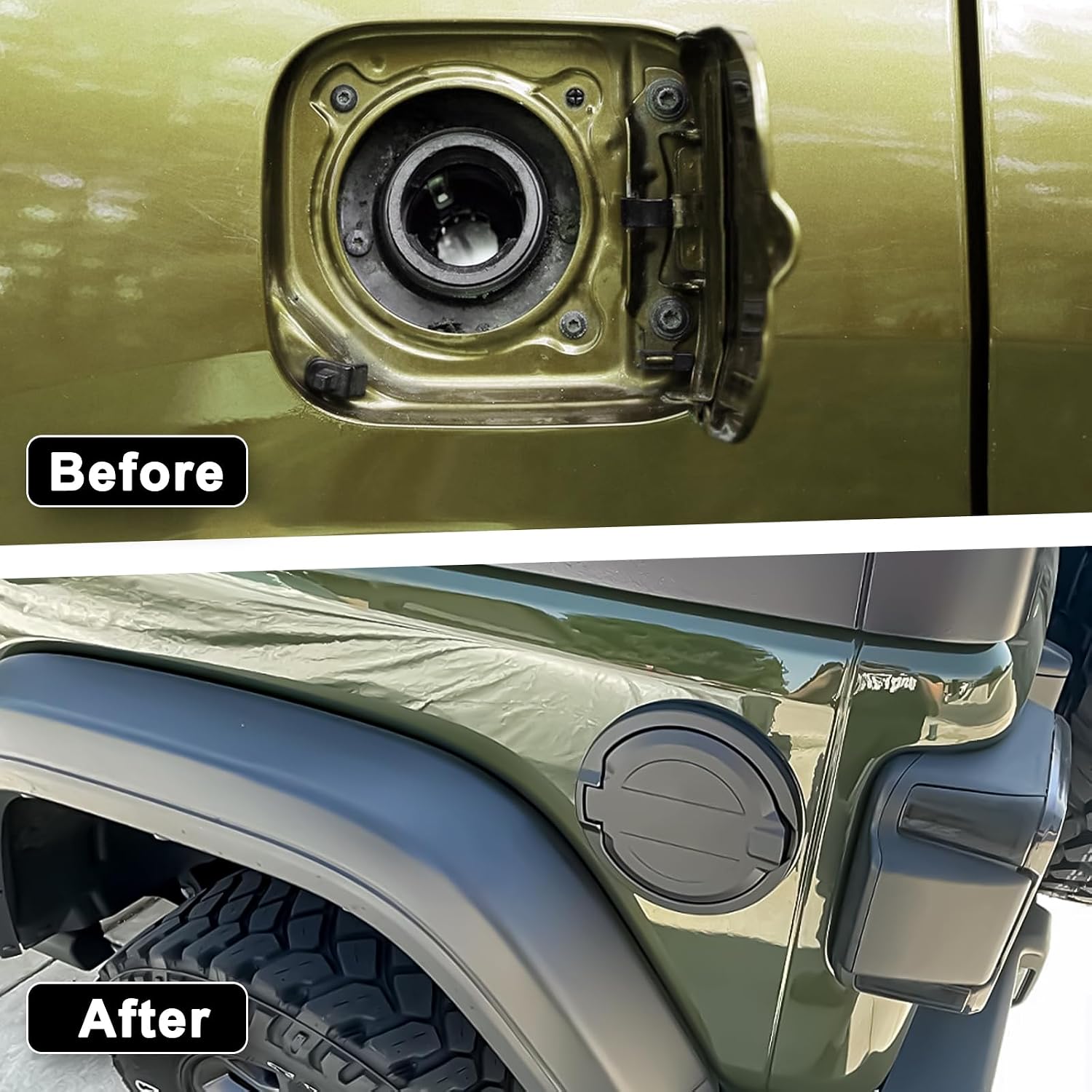 MuHize Fuel Filler Door, Aluminum Gas Tank Cap Cover for 2018-2023 2024 Jeep Wrangler JL JLU 2/4 Door, Heavy Duty, Corrosion Resistance Fuel Door Cover