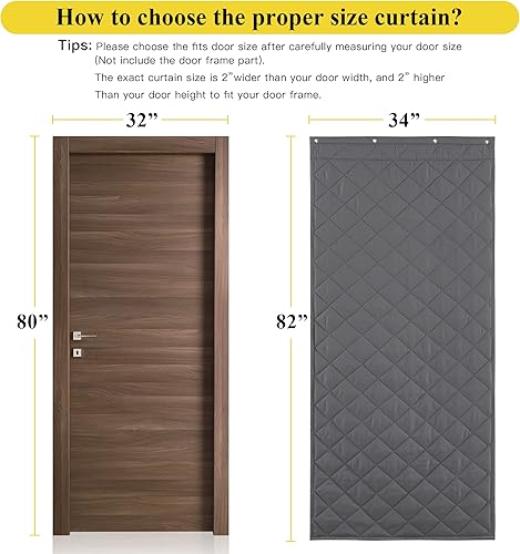 Miniatura 7 de NICETOWN Cortina de puerta aislada para invierno, resistente al viento, impermeable, insonorizada para puerta o tienda, protección gruesa contra el