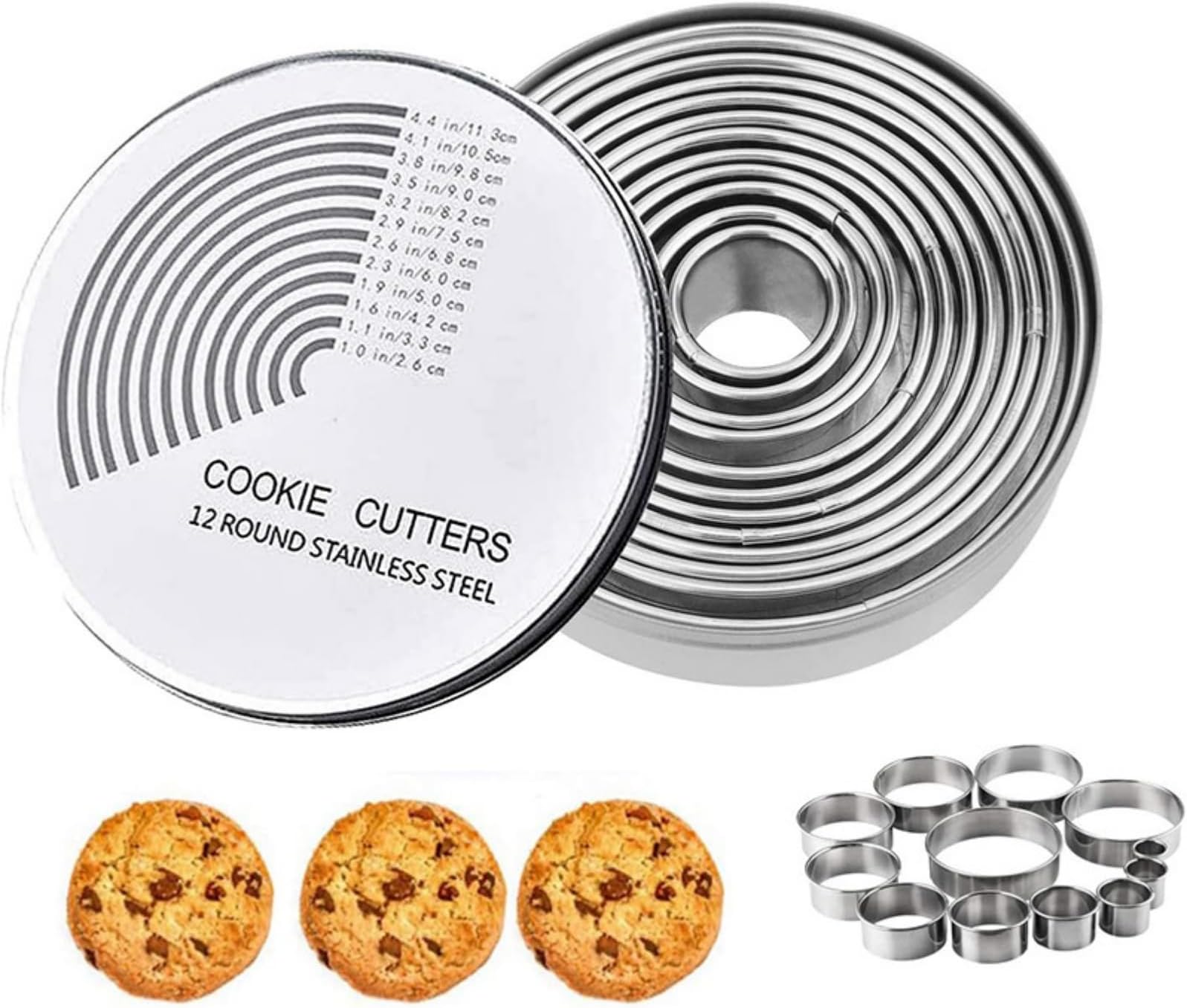 ZITFRI 12PCS Emporte Piece Rond Cercle Patisserie Emporte pièces Cuisine pour Biscuits Pâtes à