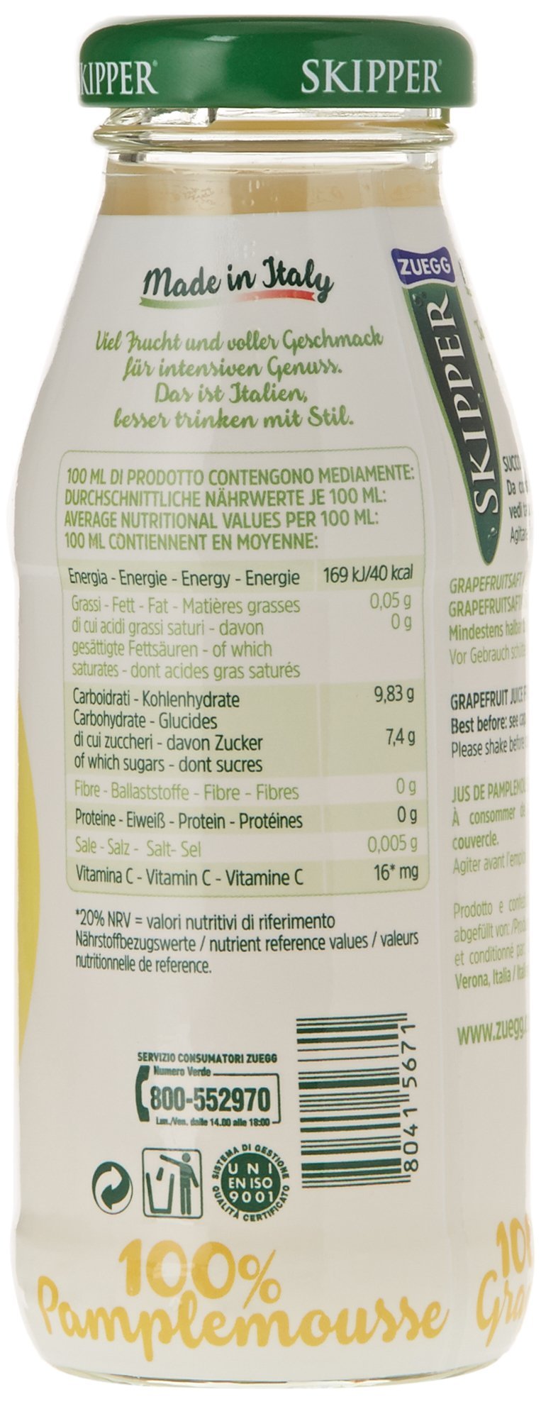 ZUEGG Jus de Pamplemousse Skipper Bar 200 ml - Pack de 24