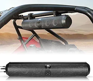 KEMIMOTO UTV Soundbar SXS Sound Bar X3 Speaker- 28 Inches Wide, IPX5 Waterproof, Bluetooth Compatible, Amplified, USB, AUX Input, 4X Speakers, 2X Tweeters Adapt to 1.56"-2.25" Roll Bar