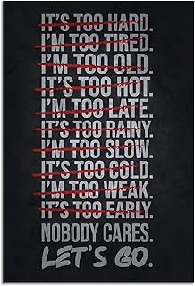 Nobody Cares Let's Go Gym Poster Decor Inspirational Canvas Posters Wall Art Motivational Quotes Canvas Print Positive Office Home Wall Decor Gift Unframe 16x24inchs(40x60cm)
