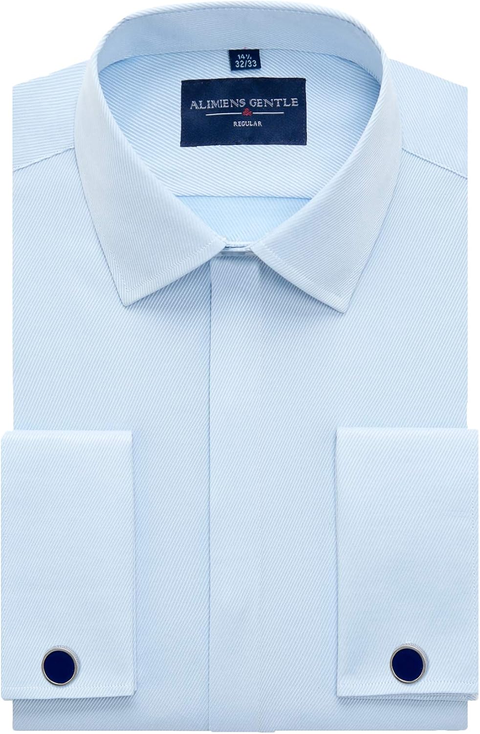 Alimens & Gentle Men's Dress Shirts French Cuff Long Sleeve Regular Fit Formal Tuxedo Cufflinks Shirt