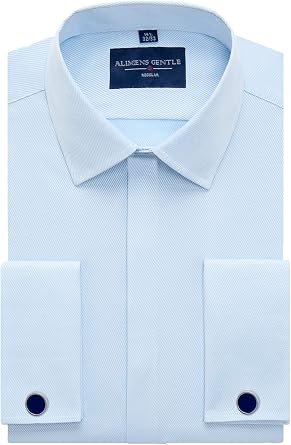 Mens Dress Shirts French Cuff Regular Fit Formal Tuxedo Cufflinks Shirt