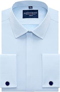 Alimens & Gentle Men's Dress Shirts French Cuff Long Sleeve Regular Fit (Include Metal Cufflinks and Metal Collar Stays)