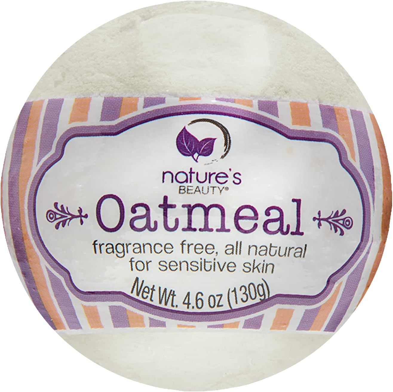 Nature's Beauty Oatmeal Fragrance-Free Bath Bomb Multi-Pack - Natural Hand Crafted, Non-Staining, Luxury Fizzy Spa Bomb, Sooth Dry + Itchy Skin Made w/Almond + Coconut Oil, 4.6 oz (4 Pack)