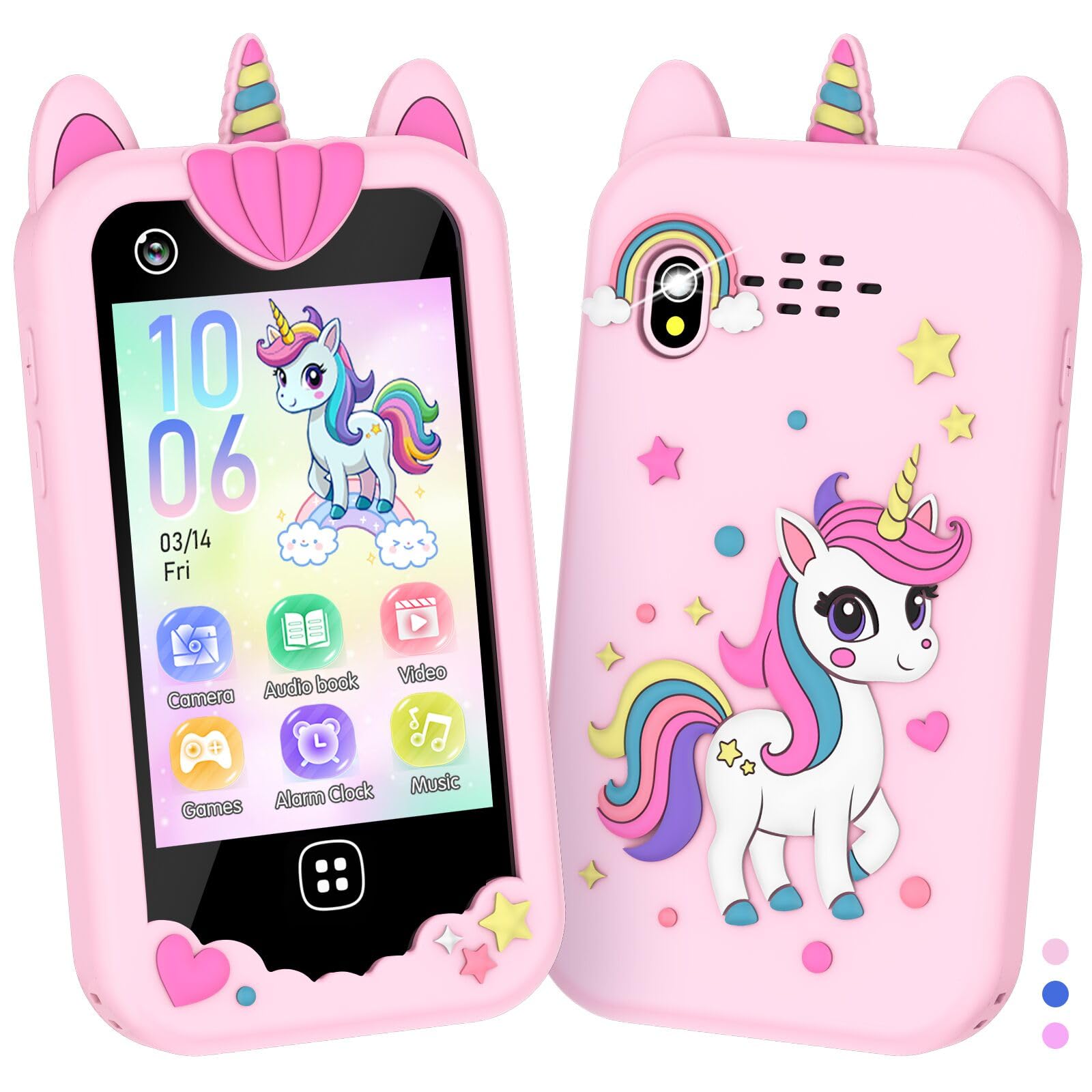 Kids Smart Phone for Girls Boys – Kids Cell Phone Toys Ages 3-10 with Touchscreen, Dual Camera, Music Player, 17 Games Toddler Learning Phone Birthday Gifts for 3 4 5 6 7 8 Years Old, 8GB Card, Pink