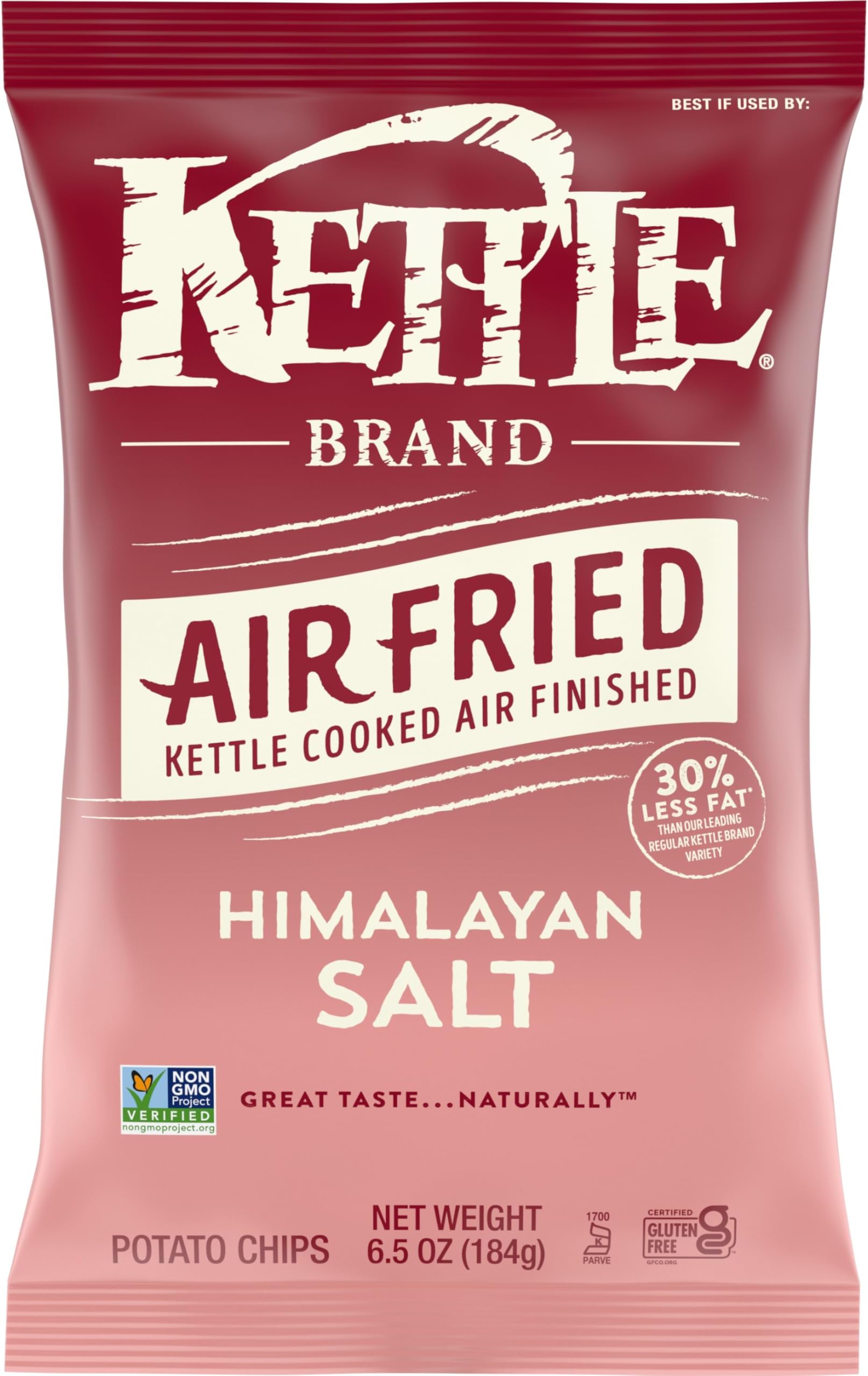Kettle Brand Potato Chips, Air Fried Himalayan Salt Kettle Chips, 6.5 Oz Bag