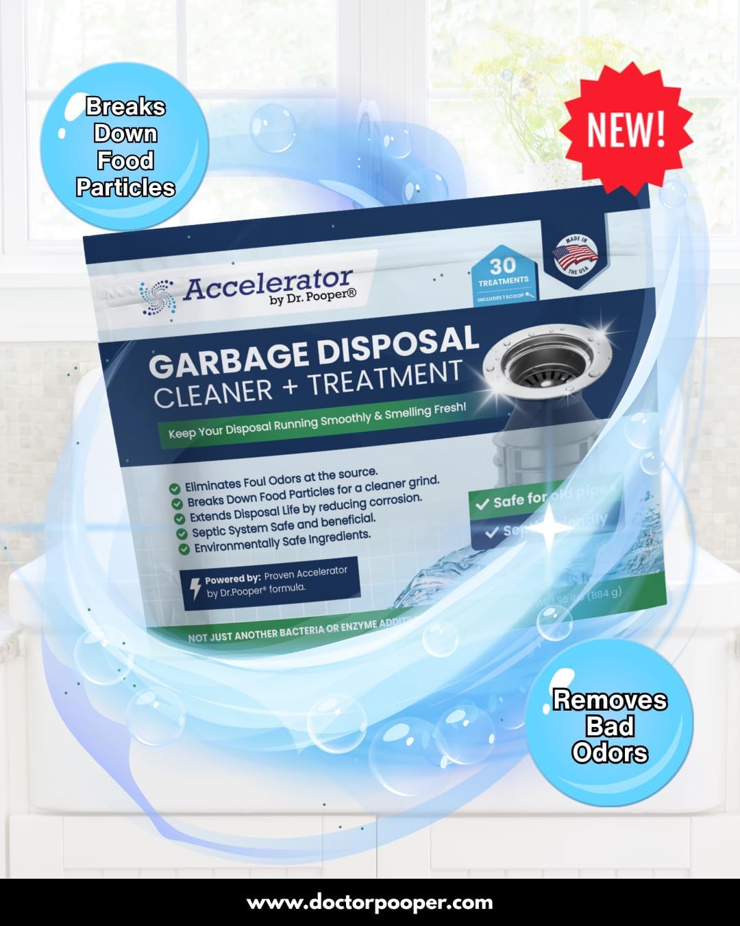Accelerator By Doctor Pooper® Garbage Disposal Cleaner