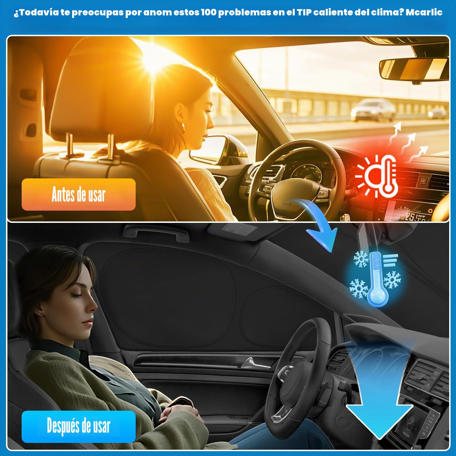 Parasol Coche para VW Tiguan II 2016-2024 Parabrisas Plegable (8 Piezas) | XCBYT, Parasol a Medida Parabrisas Trasero y Ventanas, Tejido reforzado de 6 capas , Cortina Privacidad