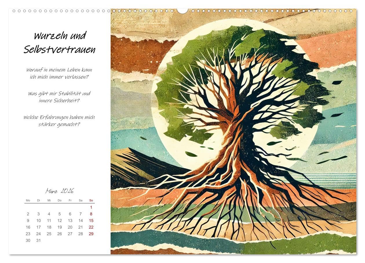 Dein Jahr der Stärke - Reflexionskalender für mehr Selbstbewusstsein (hochwertiger Premium Wandkalender 2026 DIN A2 quer), Kunstdruck in Hochglanz: In ... Natur-Collagen. (CALVENDO Gesundheit)