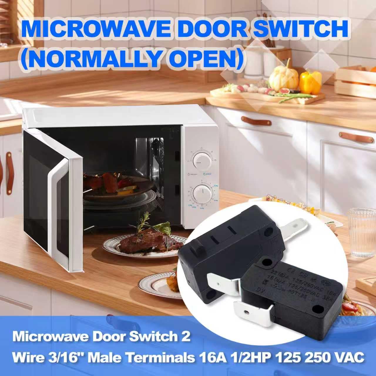 V-5230Q Microwave Door Switch (Normally Open) - 2PCS Replacement Kit for GE/Samsung/Frigidaire/Sharp Microwaves | Replaces GSM-V1603A2 WB24X10047 WB24X829 WB24X830 5304464099 WB24X10180 28QBP0497