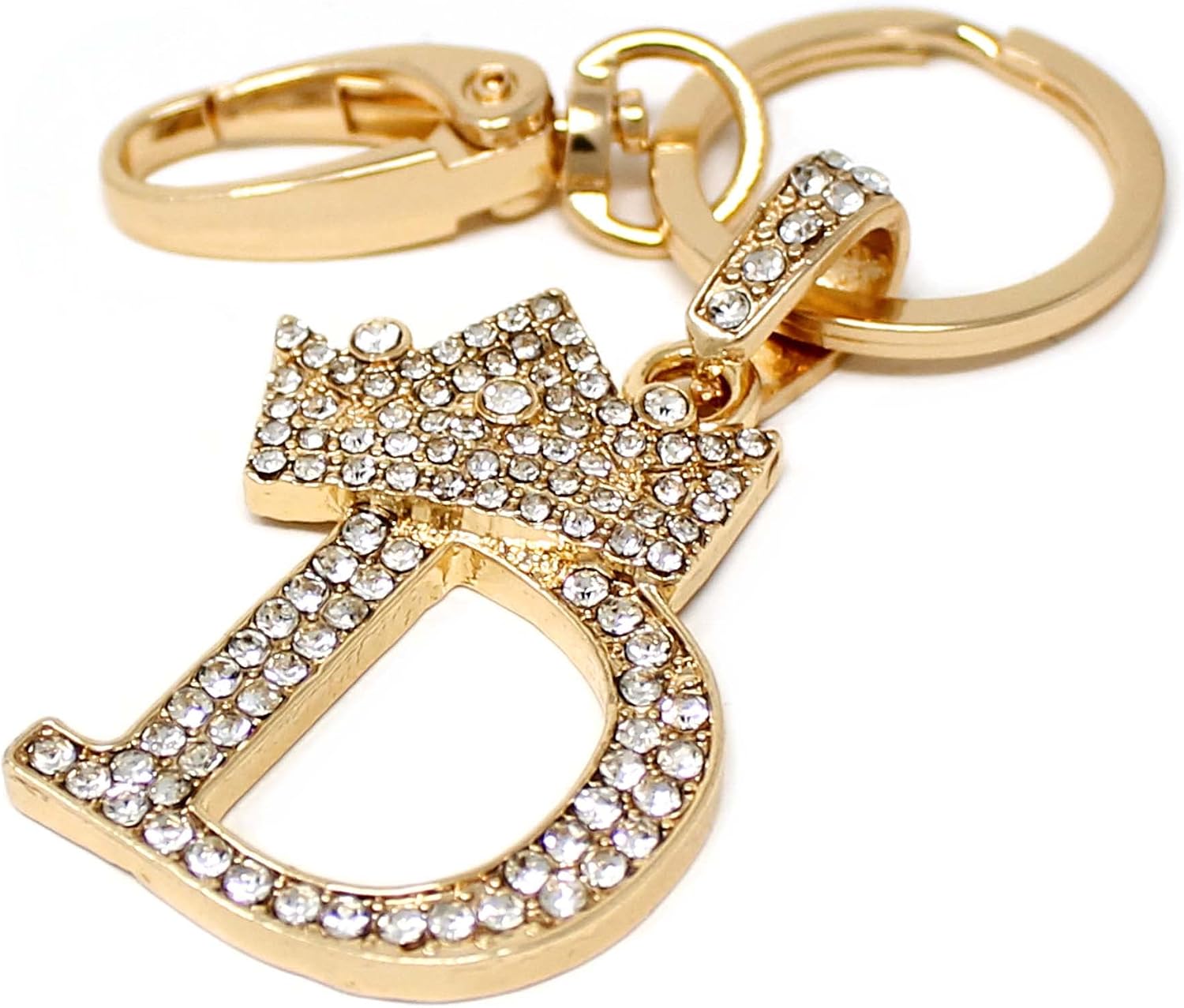 Sometheme Special Rhinestone Stud Initial Letter Charm Keychain, Key Ring, Bag Charm